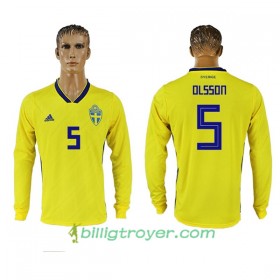 Billige Fotballdrakter Sverige Olsson 5 VM 2018 Hjemmedraktsett Langermet